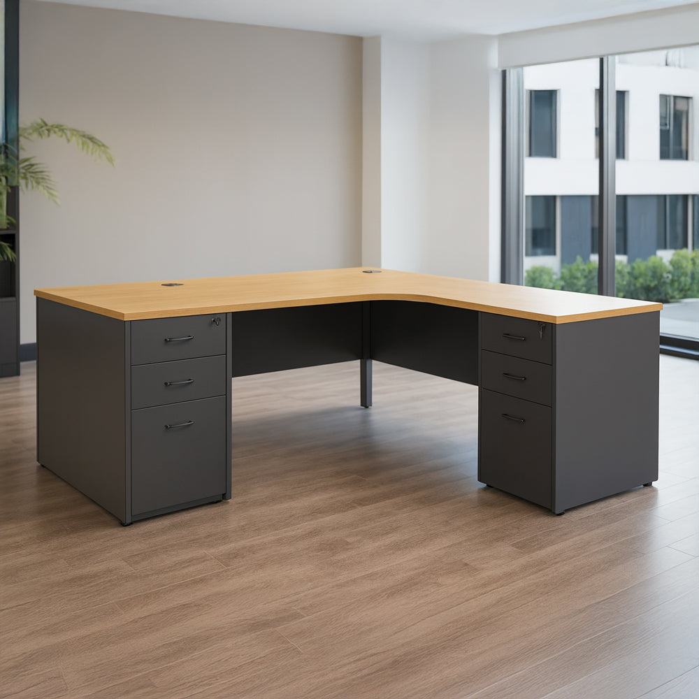 Desk 75*200*80 CM - Wooden and Black - AZ120132