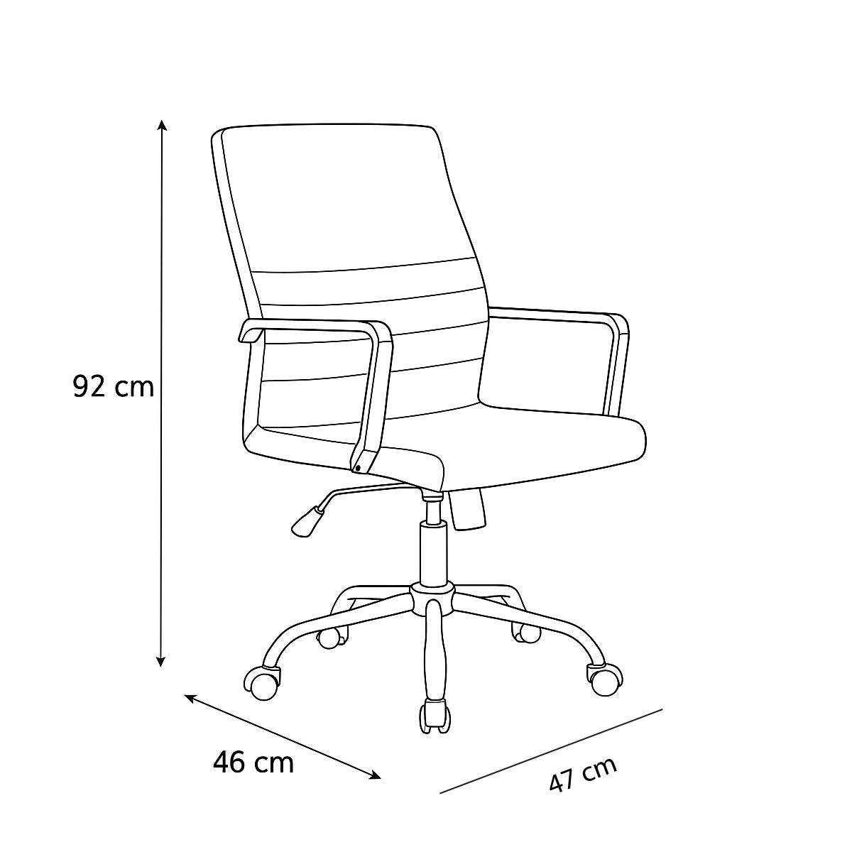Mid-Back Swivel Office Chair 92*47*46 CM - Black - Baran LB