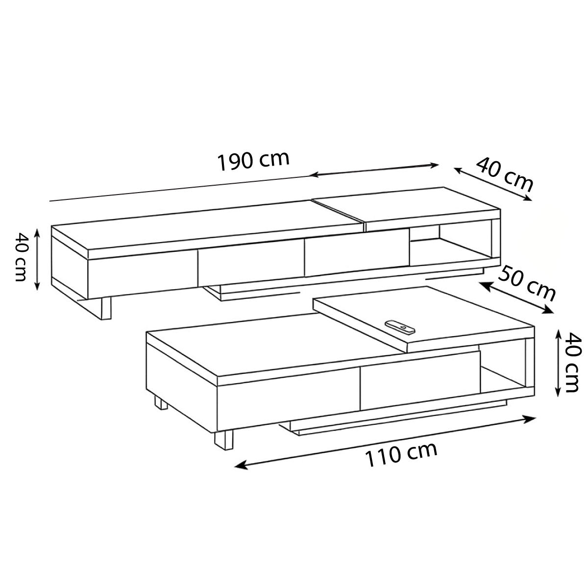 TV Table, 190 × 40 × 40 cm - MOD - AZ3003