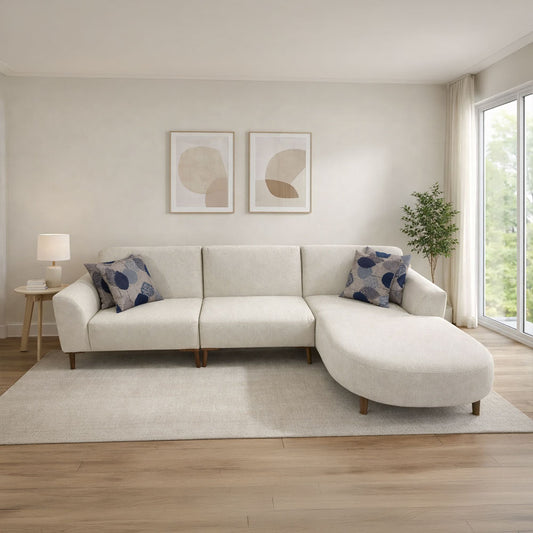 كنبة ركن مودرن على شكل حرف L – خشب طبيعي – لون أبيض – 285×175×85 سم – Espresso Pro max