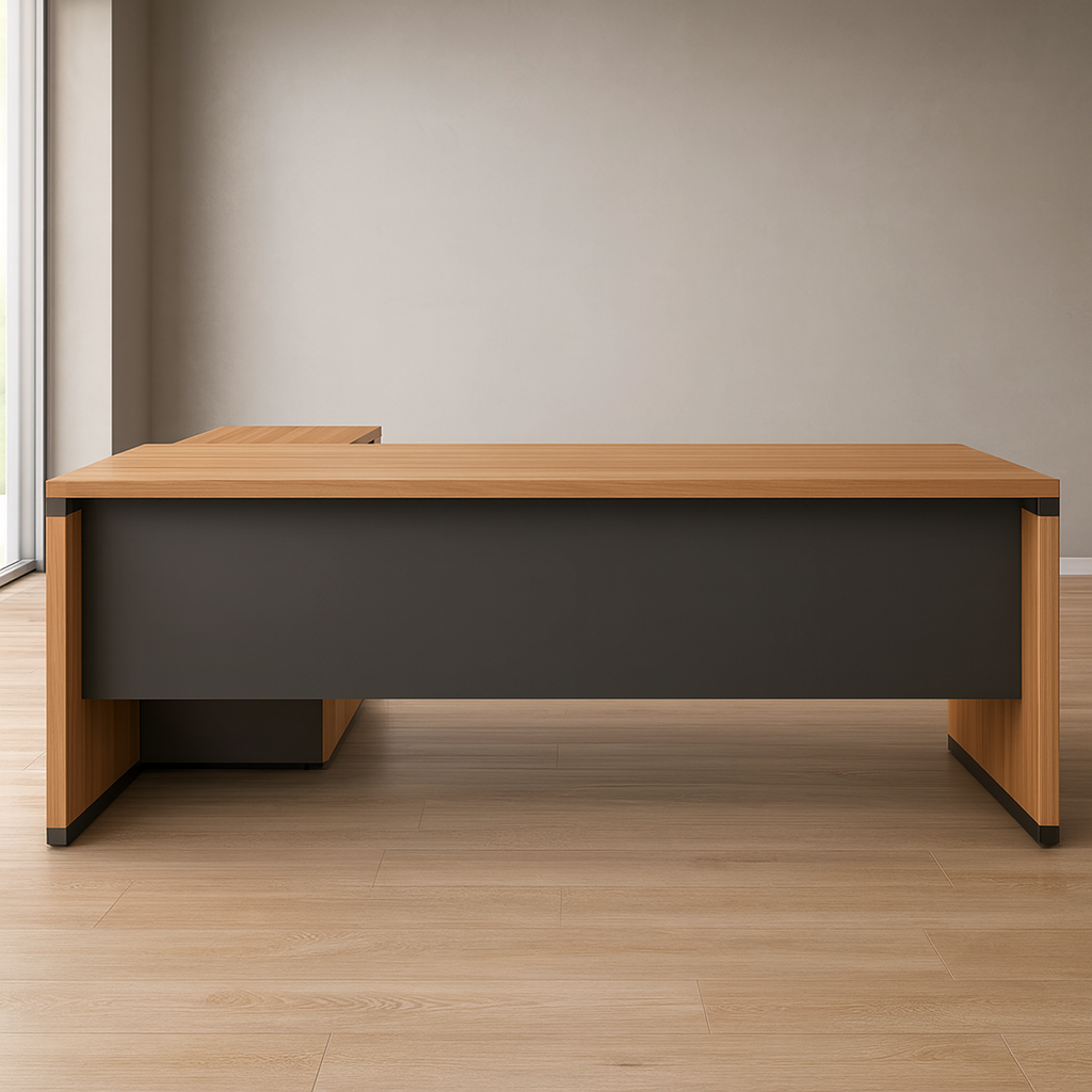 Manager's Desk 75*200*80 CM - Wooden and Black - AZ120420