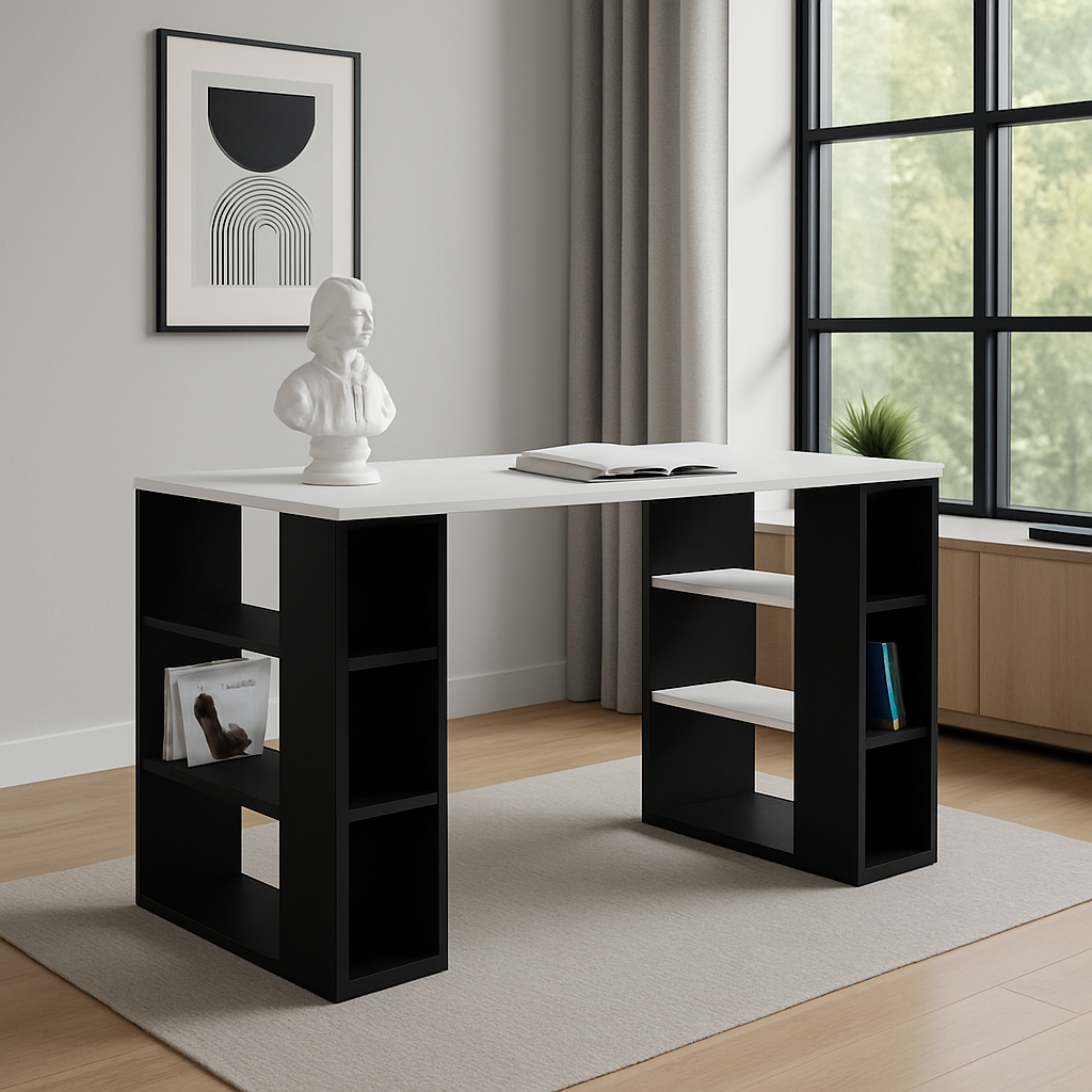 Desk 120 x 50 x 75 cm - Beige and White - AZ1074