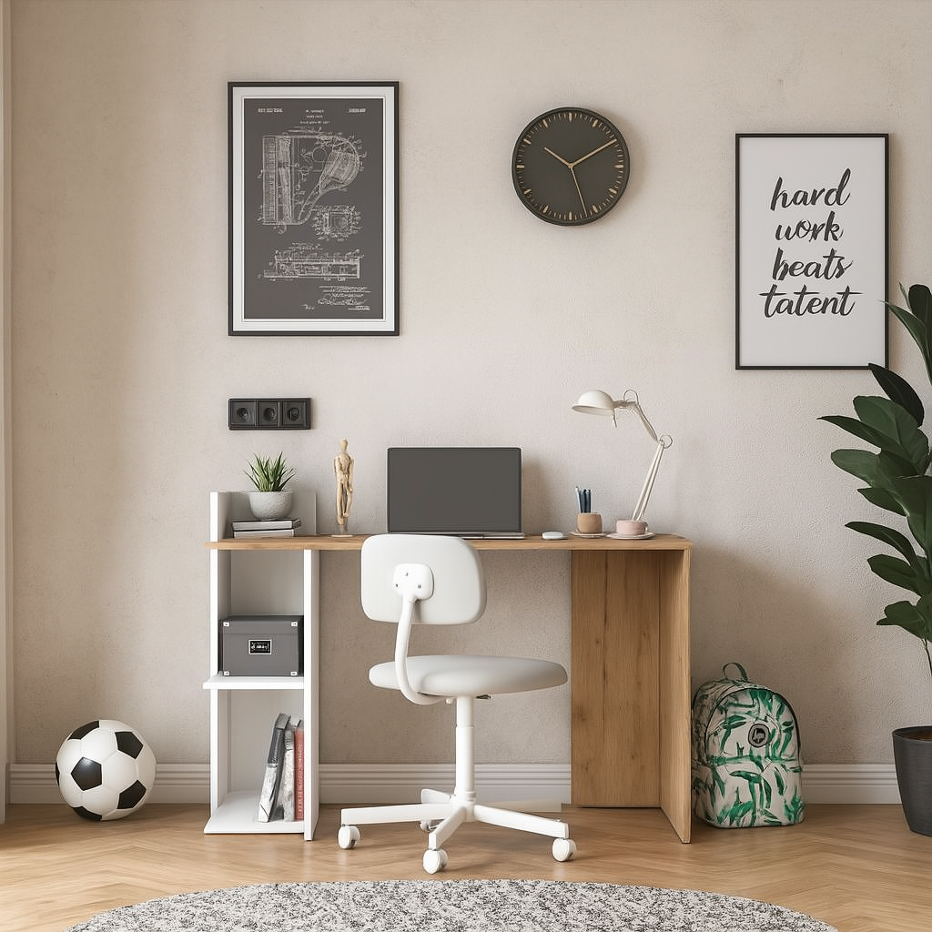 Desk 120 x 40 x 80 cm - White and Brown - AZ1077