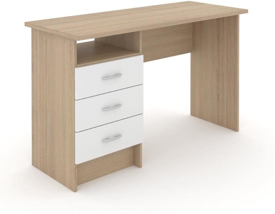 مكتب بمقاس 120 × 60 × 75 سم - أبيض وخشبي - AZ1165