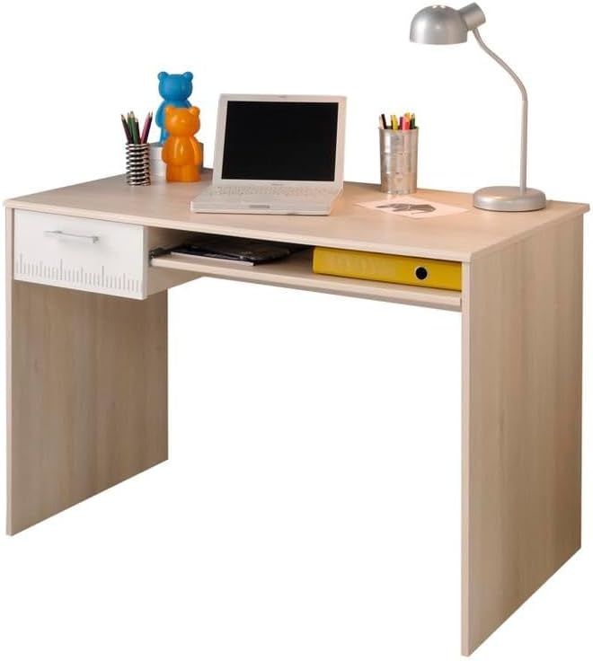 مكتب بمقاس 120 × 60 × 75 سم - أبيض وخشبي - AZ1166