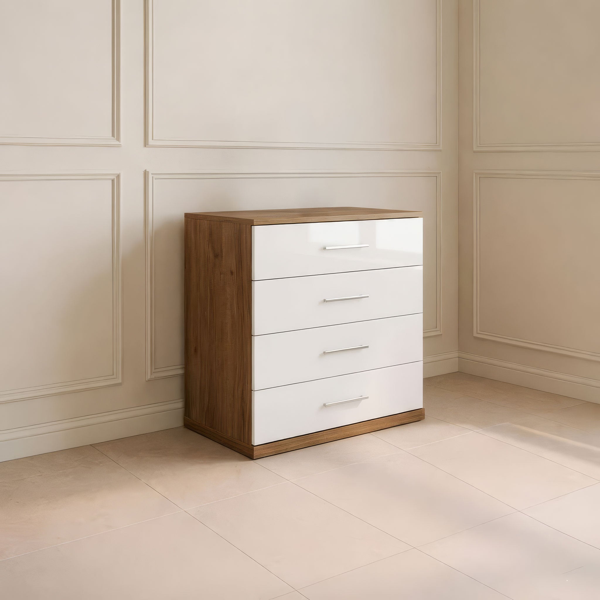 Unit Drawers, 73 × 45 × 73 cm - White and Wooden - AZ500280