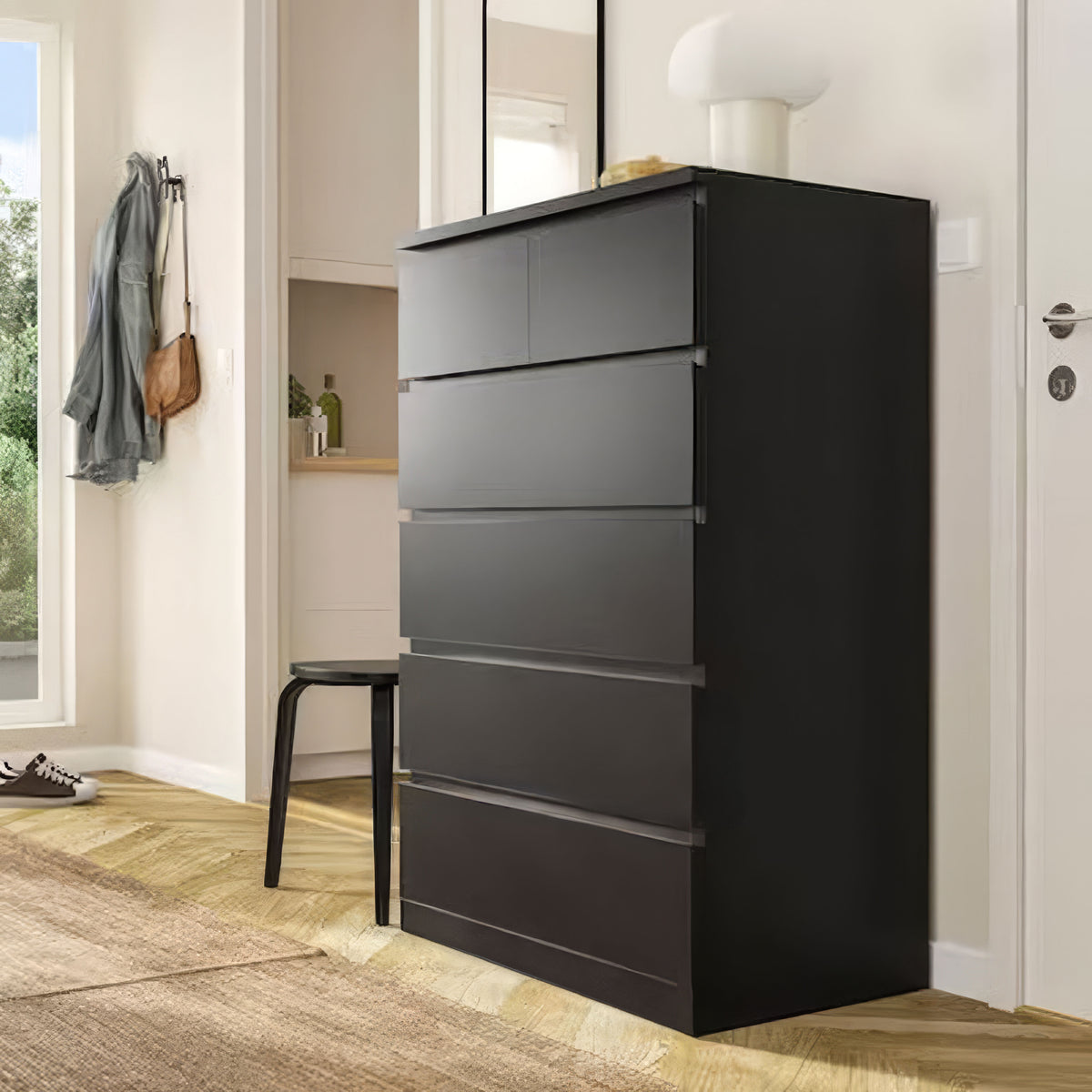 Unit Drawers, 80 × 45 × 123 cm - Black - AZ500190