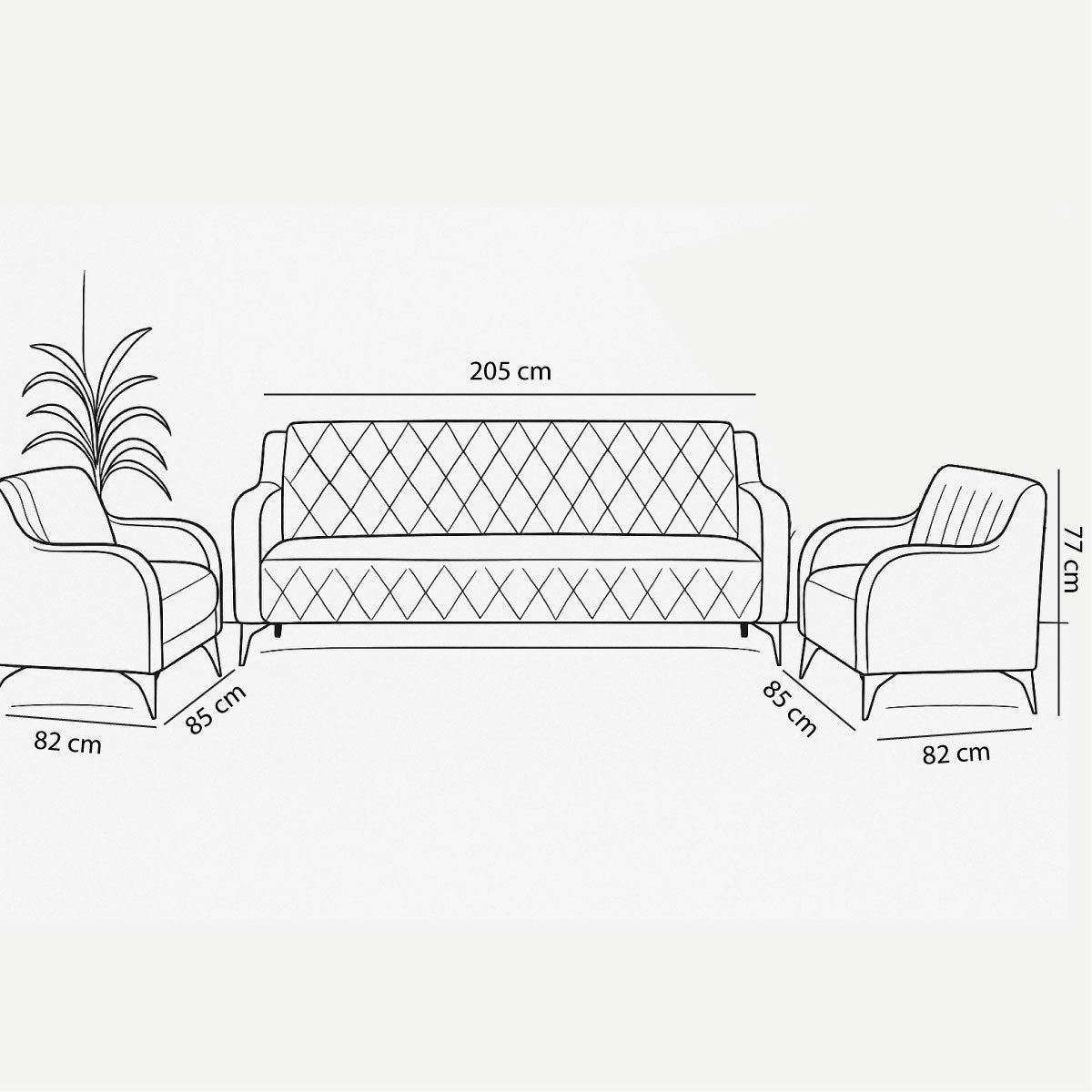 Office Sofa Set – Beige - TABARIA