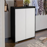 Shoe Cabinet, 80 × 35 × 112 cm - Black and White - AZ40047