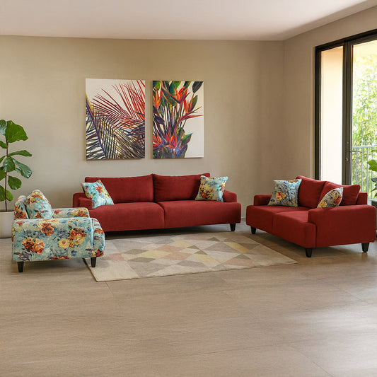 طقم انتريه مودرن 3 قطع (خشب زان، أبلكاش، موسكي) – لون نبيتي ومشجر – أفوندال