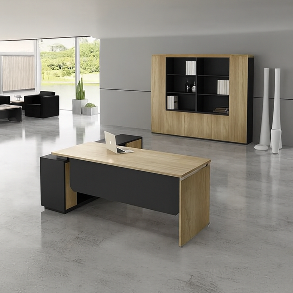Desk 200*80*75 CM - Wooden and Black - AZ120119