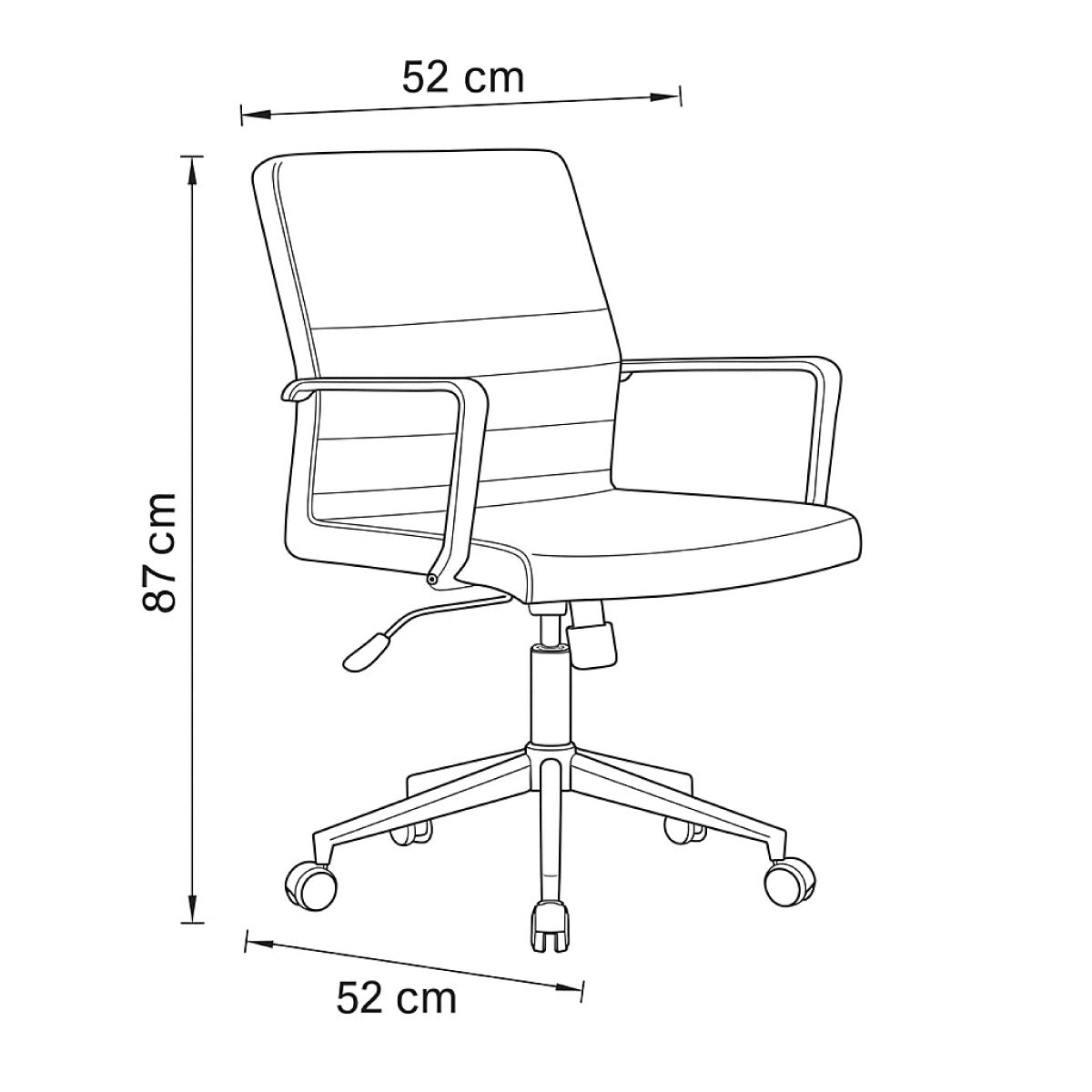 Mid-Back Swivel Office Chair 87*52*52 CM - Black - Baran LB