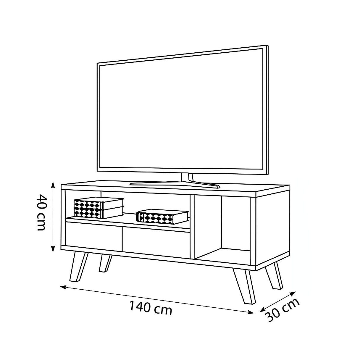 TV Table, 140 × 30 × 40 cm - White - AZ3004