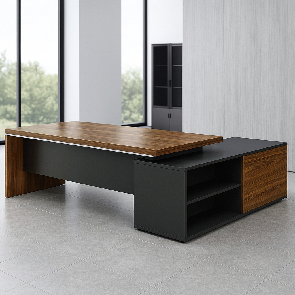 Manager's desk 220 x 160 x 80 - Brown and Black - AZ1080