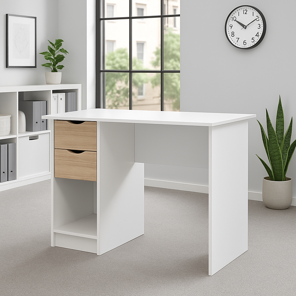 Desk 120 x 60 x 75 cm - Beige and White - AZ1064
