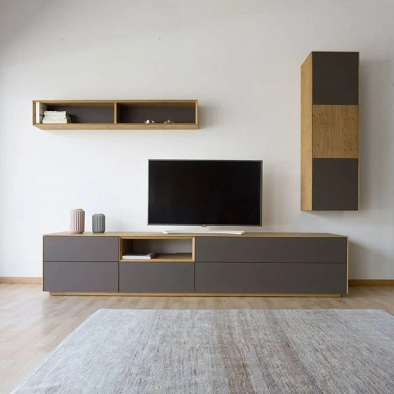 طاولة تلفزيون، 180 × 40 × 50 سم - رمادي و خشبي - AZ30050