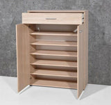 Shoe Cabinet, 80 × 38 × 110 cm - White and Wooden - AZ40051
