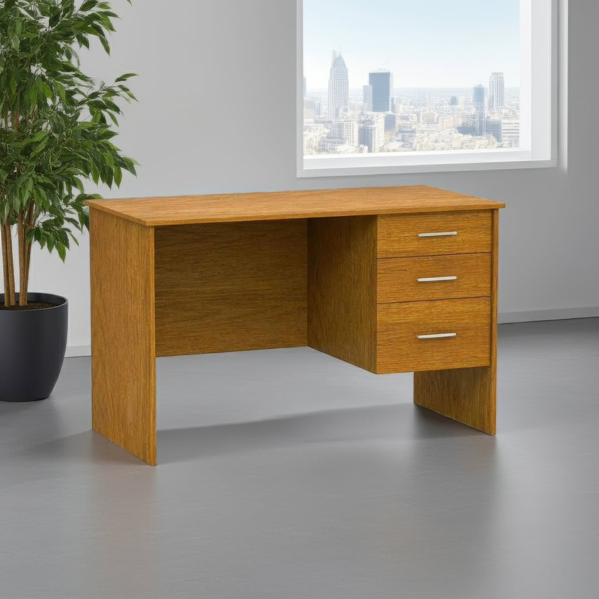 Desk 120 x 60 x 75 cm + Attached Drawer Unit - Wooden - AZ1052