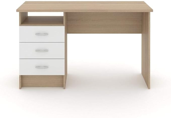 مكتب بمقاس 120 × 60 × 75 سم - أبيض وخشبي - AZ1165