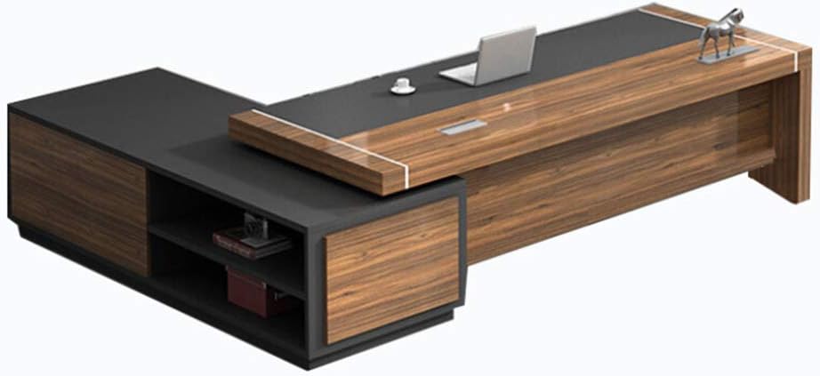 Manager's desk 220 x 80 x 160 - black&wooden - AZ1089