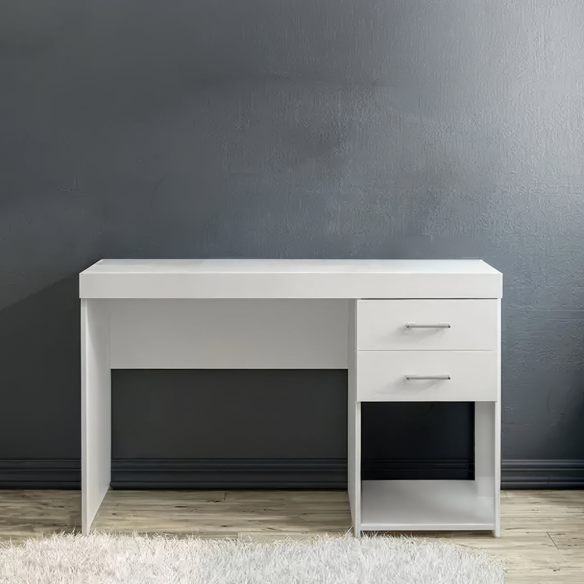 Desk 120×60×75 cm + Attached Unit (1 Door + 2 Drawer) – White – AZ1046
