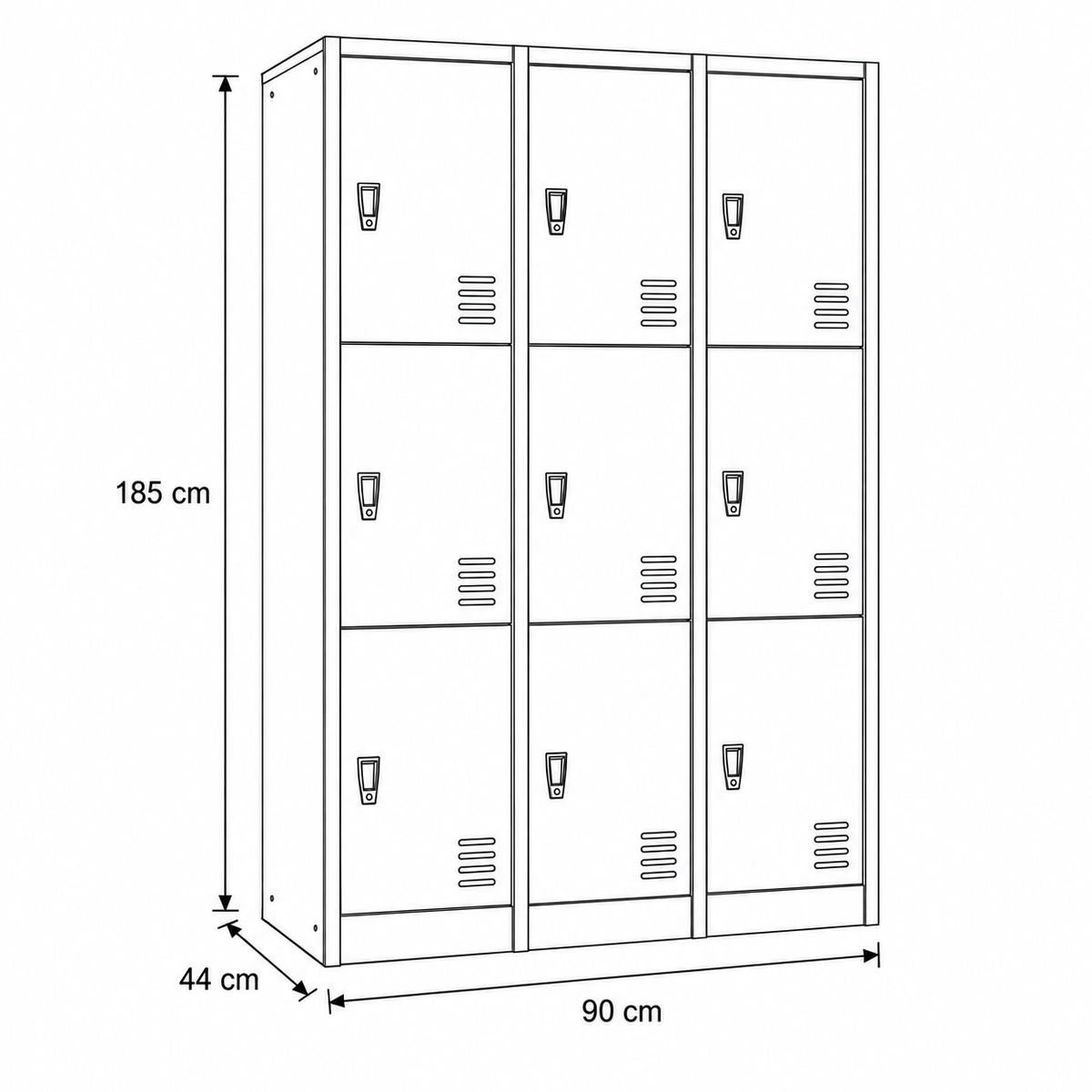 لوكر معدني بمقبض غاطس – 3×3 – 120 × 44 × 185 سم – AZ50103