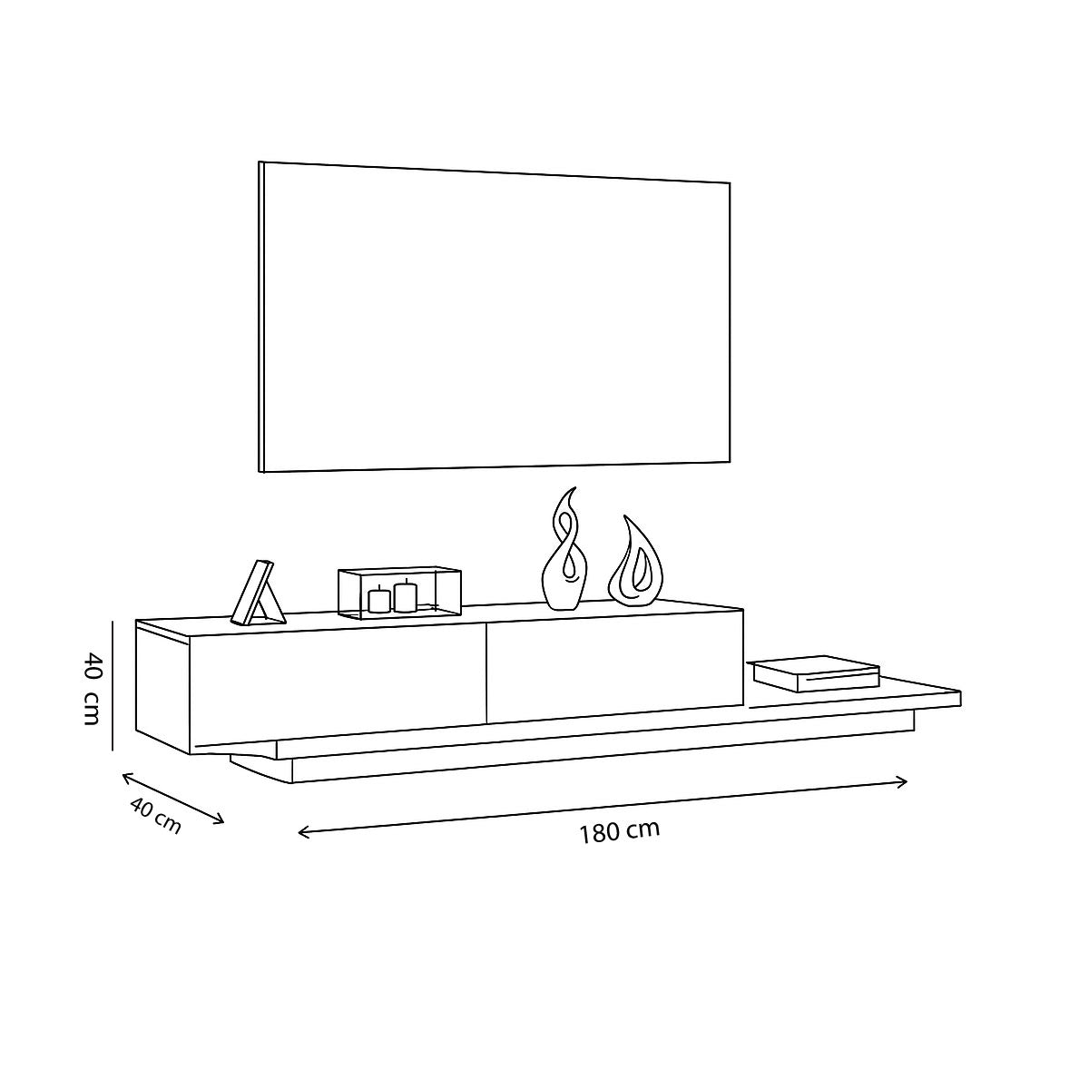 TV Table, 180 × 40 × 40 cm - MOD - AZ30053