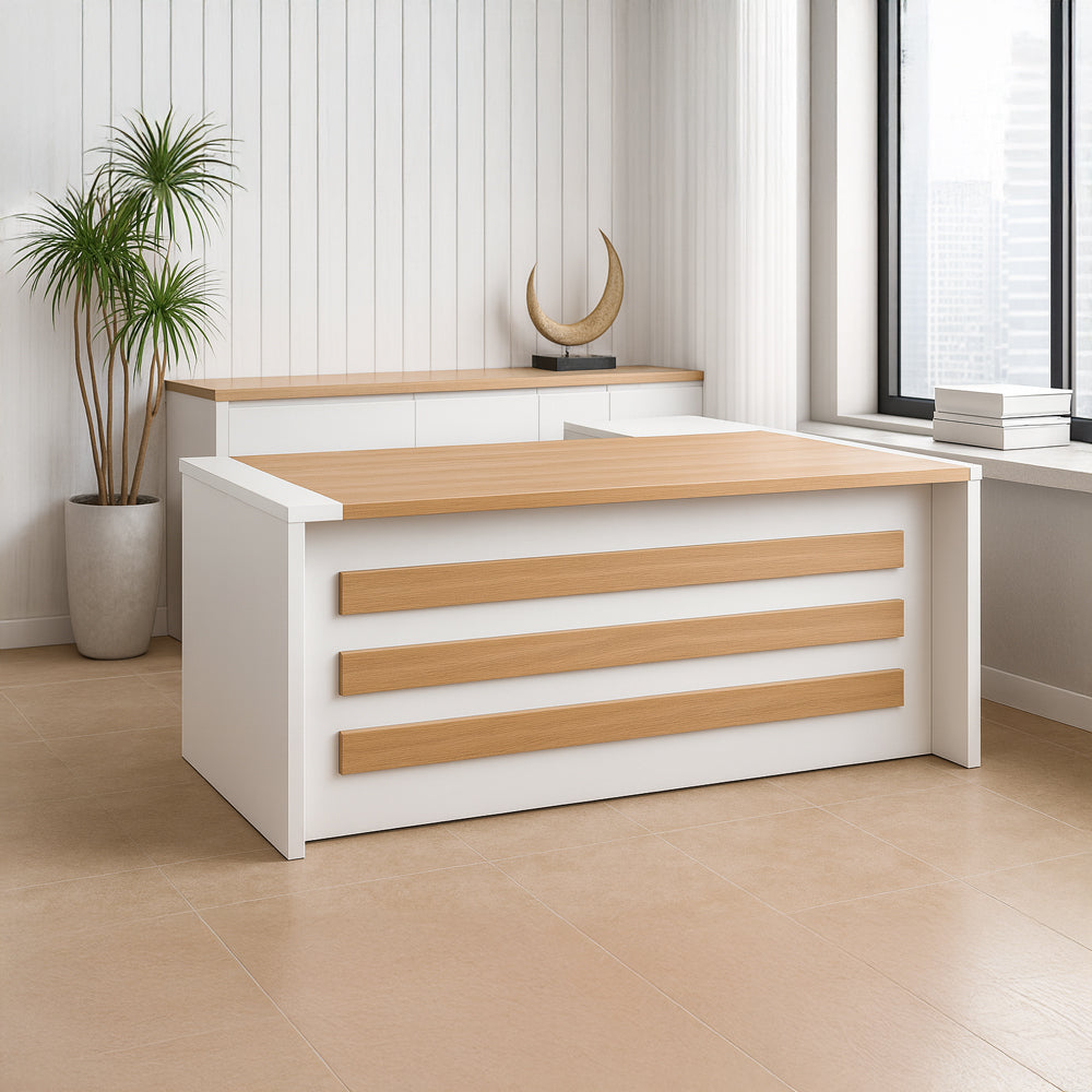 Desk 180*80*75 CM - Wooden and White - AZ120107