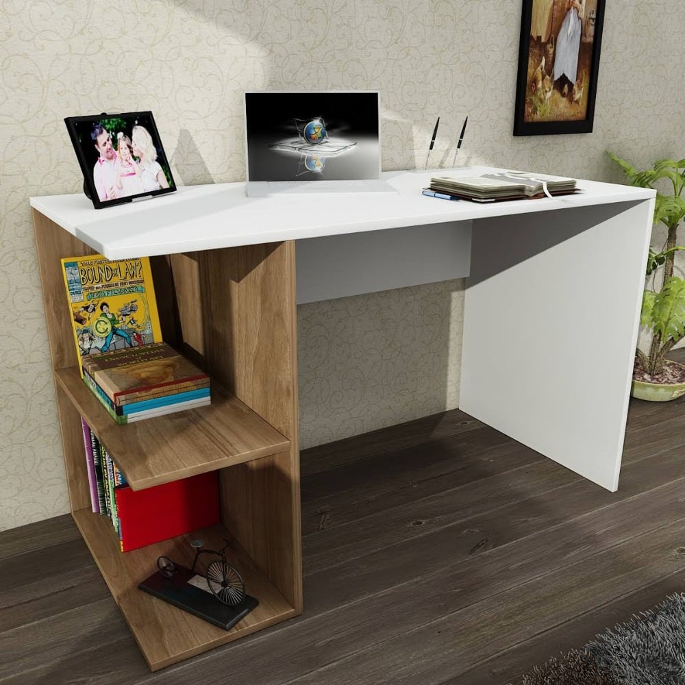 Desk 120*60*75CM - white and wooden- AZ1250