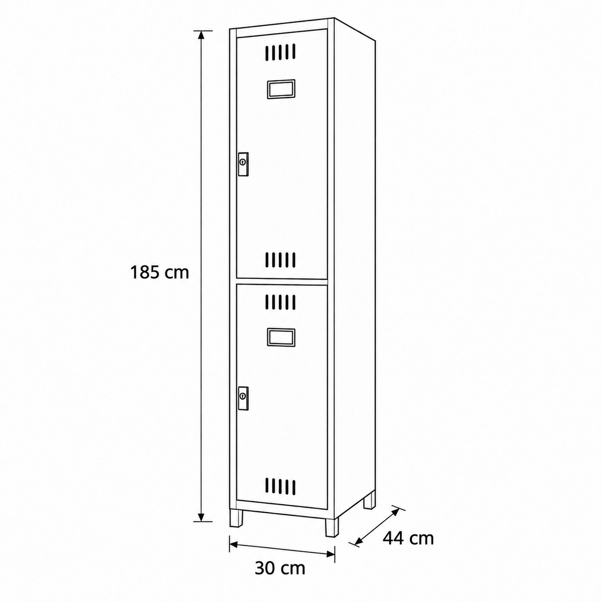 لوكر معدني بمقبض غاطس – 2×1 – 30 × 44 × 185 سم – AZ50094