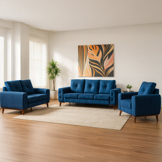 طقم انتريه مودرن 3 قطع (خشب زان، أبلكاش، موسكي) – لون أزرق فيولا