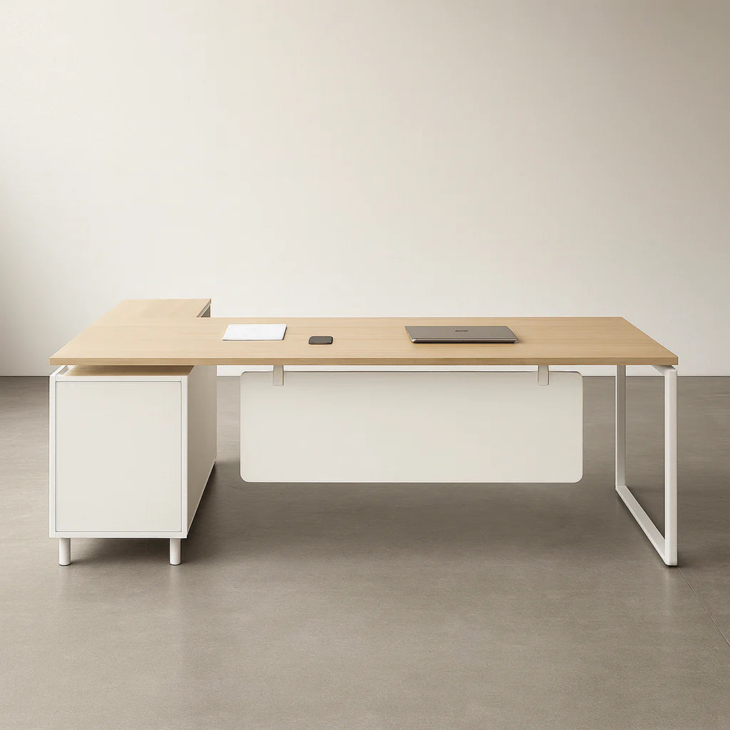 Manager's Desk 75*160*80 CM - Wooden and White - AZ12050