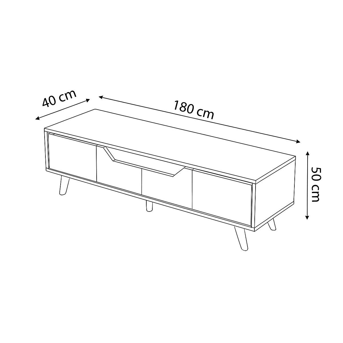 TV Table, 180 × 30 × 40 cm - Wooden and White - AZ3005