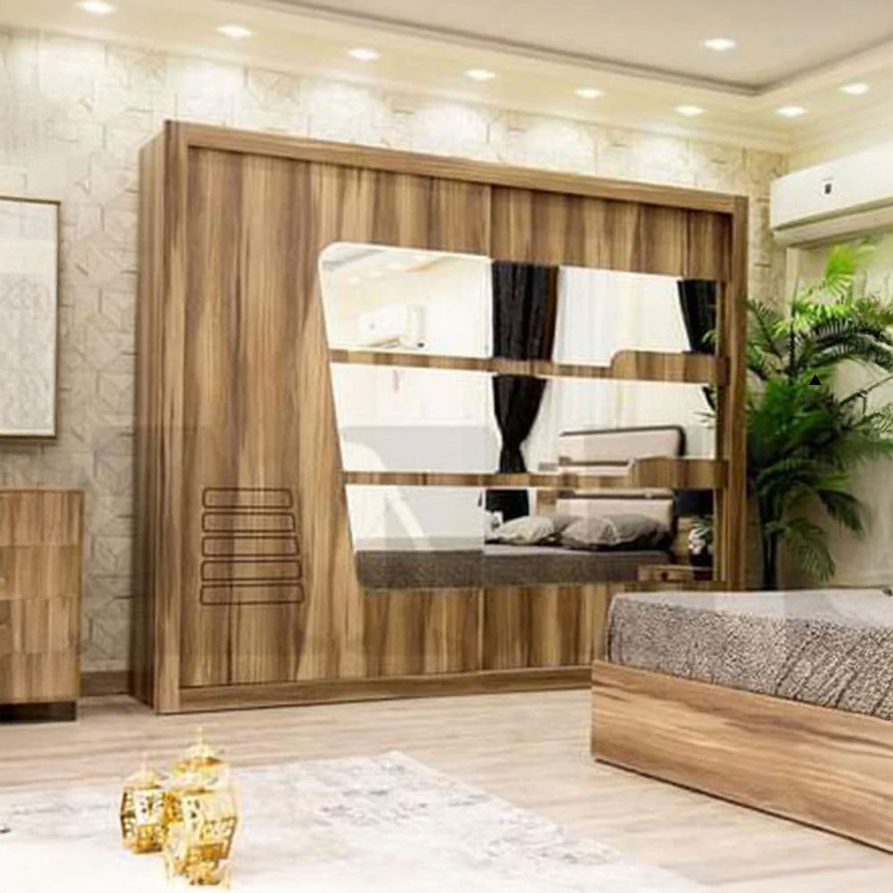 Marsin Bedroom (Melamine MDF Panels) – Bed 160 cm, Dresser 100 cm, 2 Nightstands 55 cm, Wardrobe 245 cm