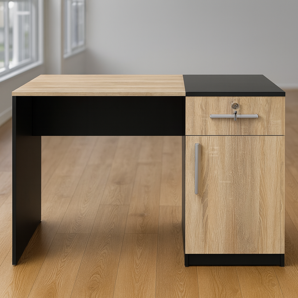 Desk 120 x 60 x 75 cm - Beige and Black - AZ1025