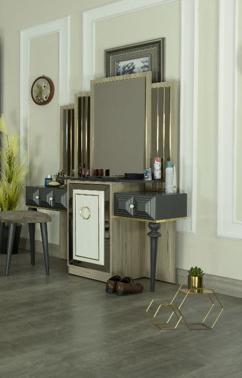 Hacienda Bedroom (MDF Panels) – Bed 160 cm, Dresser 120 cm, 2 Nightstands 60 cm, Wardrobe 260 cm