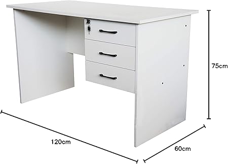 مكتب 120×60×75 سم + وحدة أدراج معلقة – أبيض – AZ1094