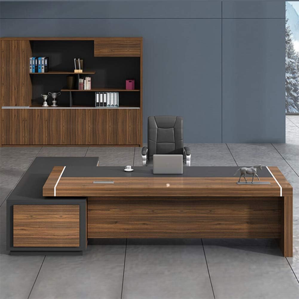 Manager's desk 220 x 80 x 160 - black&wooden - AZ1089
