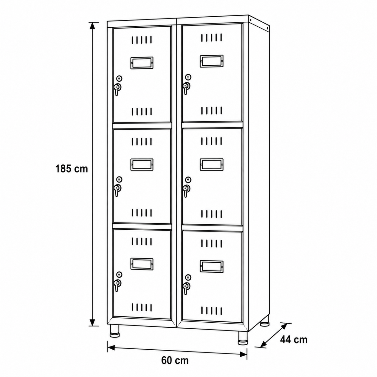 لوكر معدني بمقبض غاطس – 2×3 – 60 × 44 × 185 سم – AZ50100