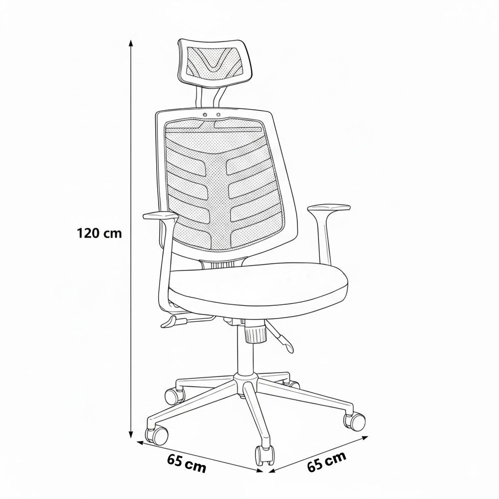 كرسي مكتب بظهر عالى 120 × 65× 65سم - أسود- بيراميت