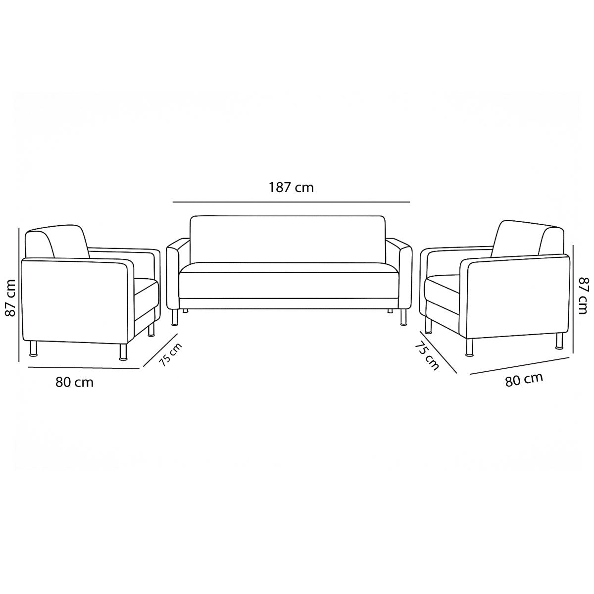 Office Sofa Set – Gray - Elina