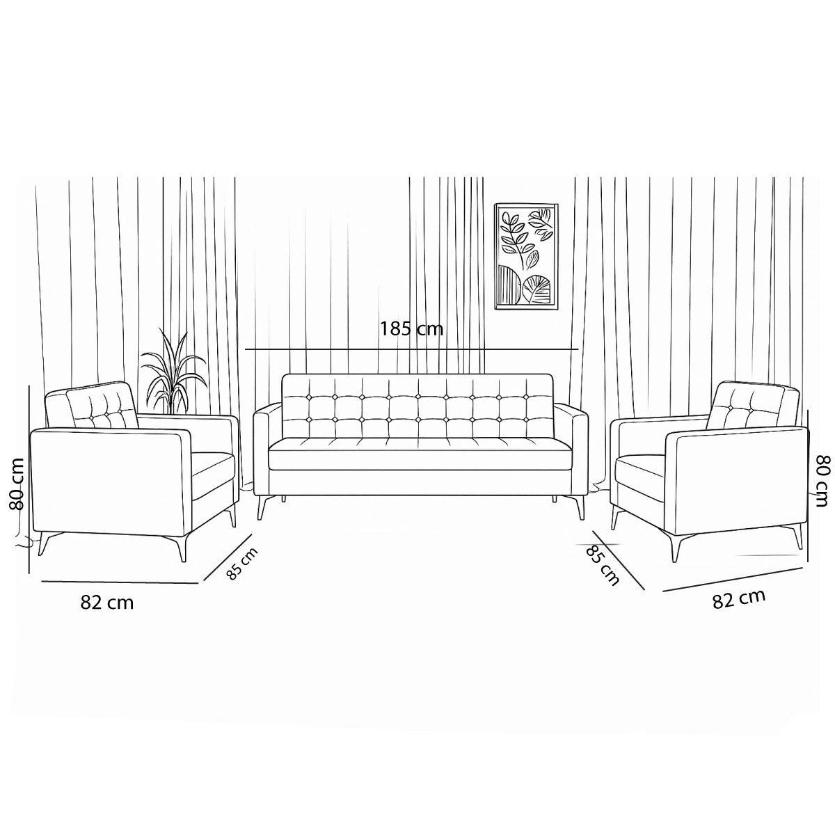 Office Sofa Set – Gray - MAJOR