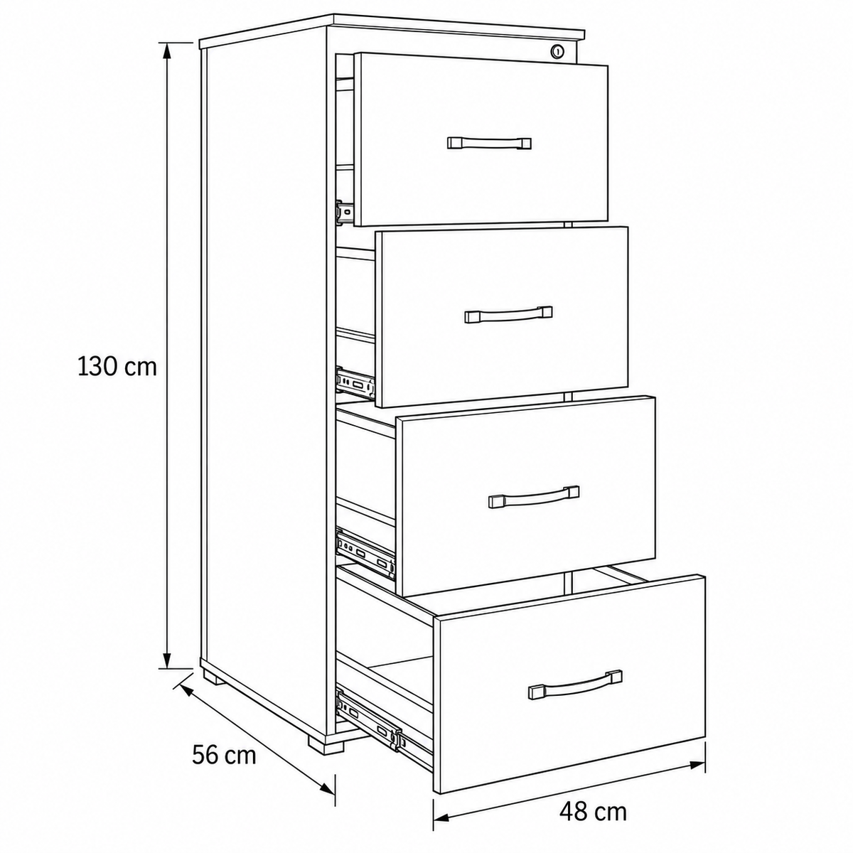 Unit Drawer – 4 Drawers – 48 × 56 × 130 cm – AZ10115