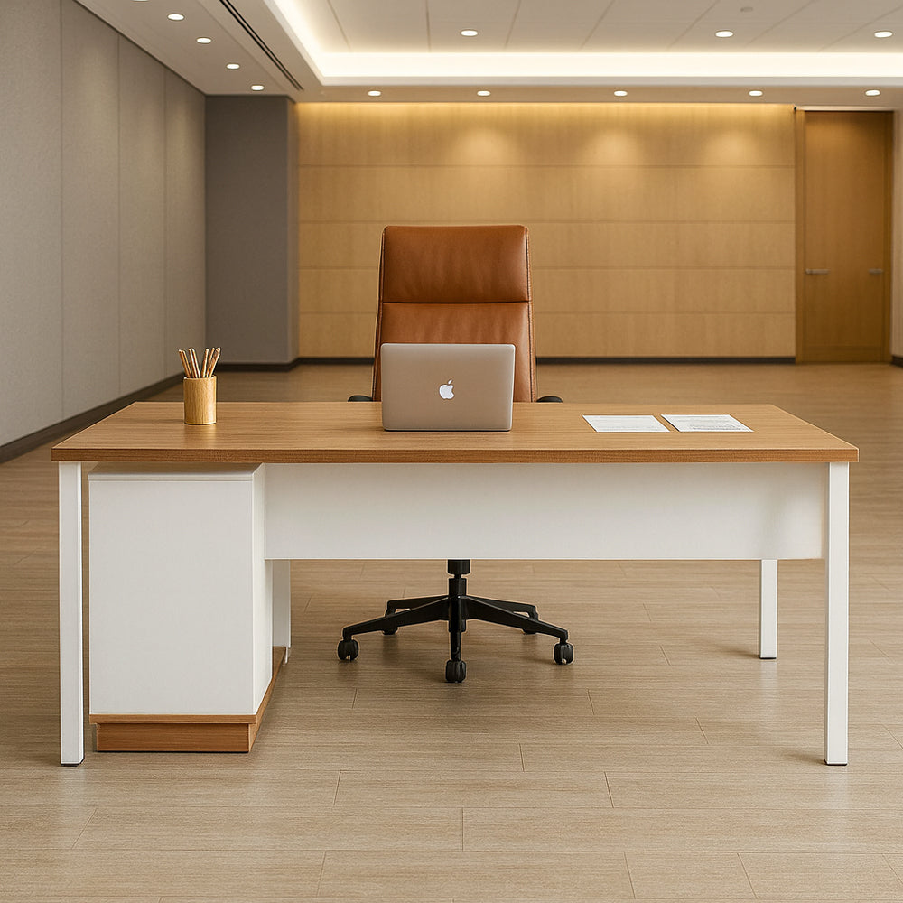 Manager's Desk 75*120*60 CM - Wooden and White - AZ120380