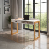 Desk 75 x 180 x 80 cm - Wooden and White - AZ11125