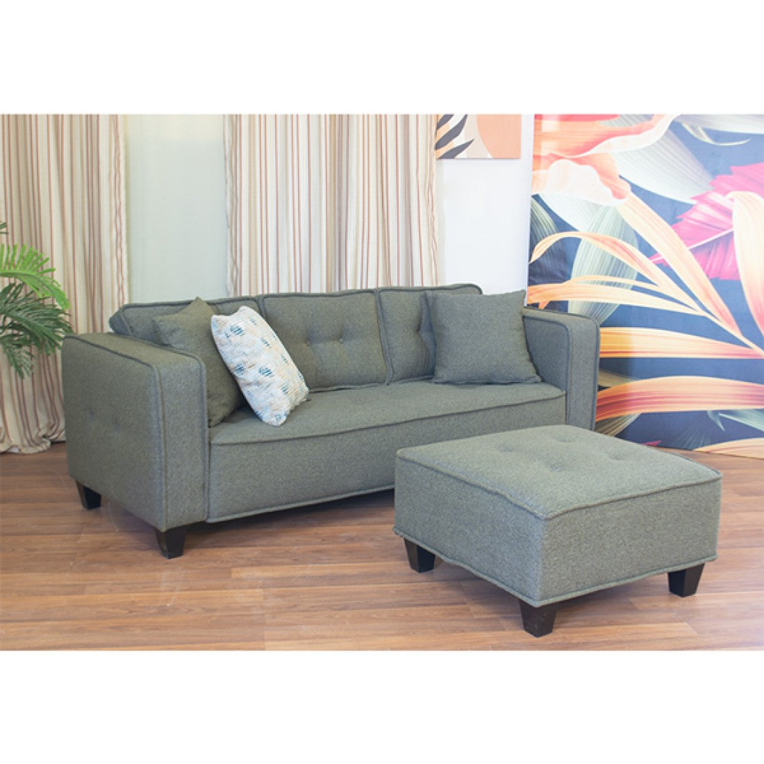 Modern Sofa Set 4 Pieces (Beech Wood, Plywood, Pine) – Color: Gray – Marassi