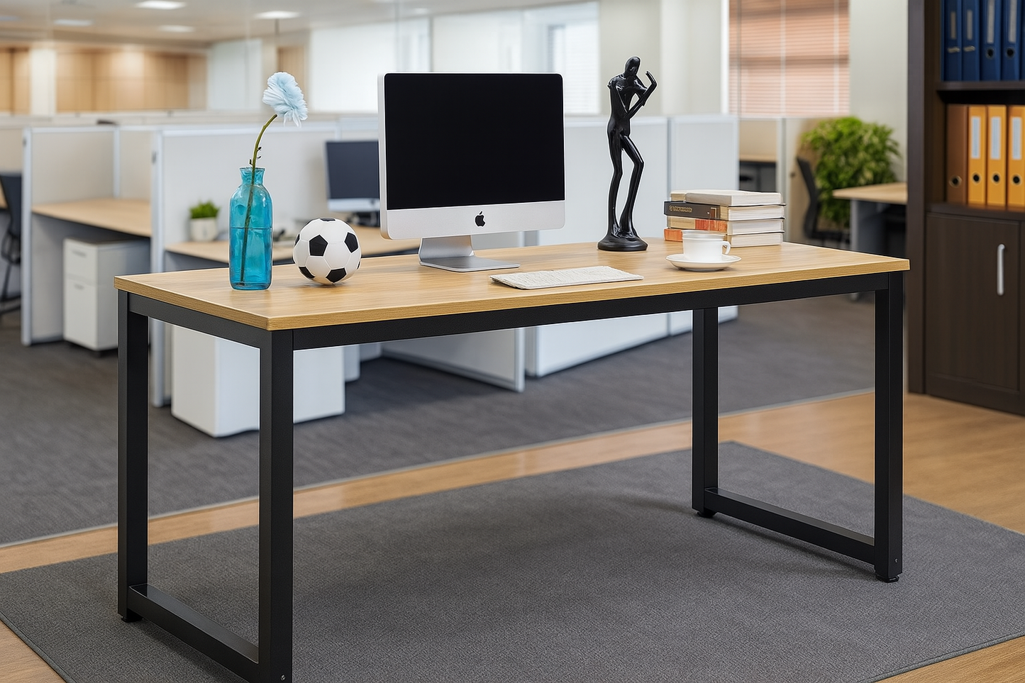Desk 120 x 60 x 75CM - wooden and black - AZ1251
