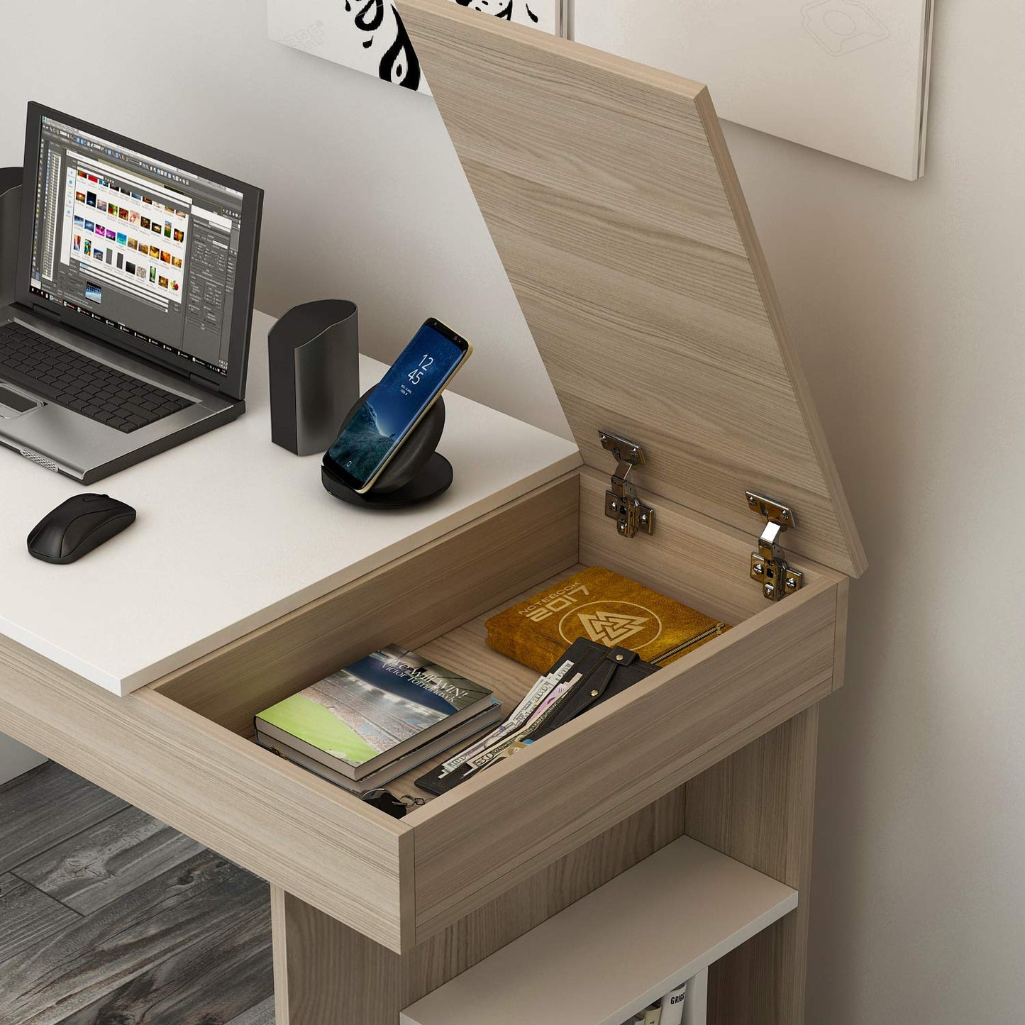 Desk 120 x60 x75 cm - wooden and white - AZ1097