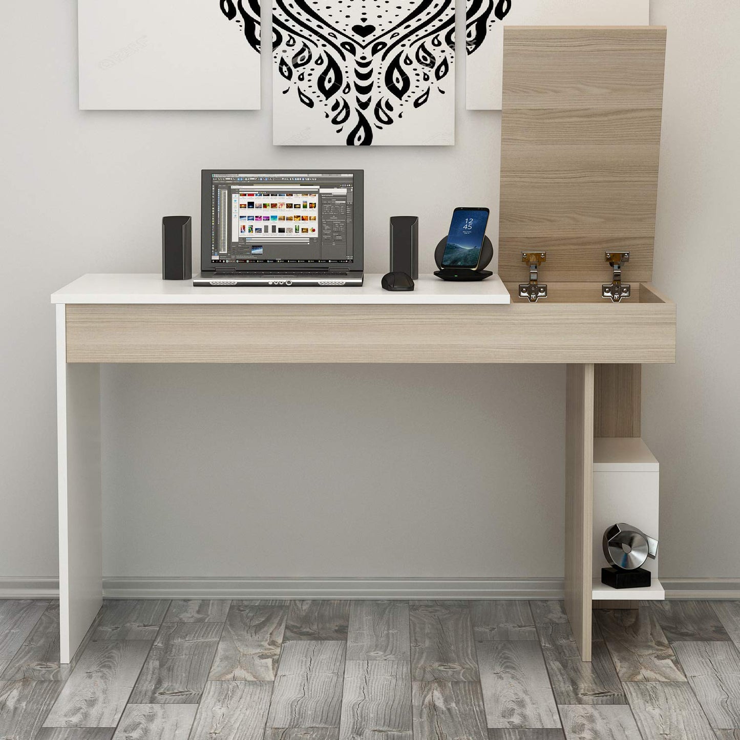 Desk 120 x60 x75 cm - wooden and white - AZ1097