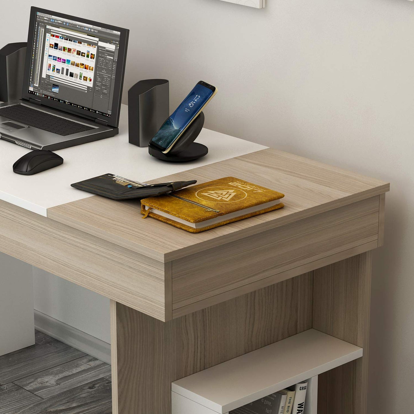 Desk 120 x60 x75 cm - wooden and white - AZ1097